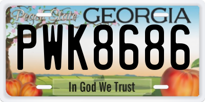 GA license plate PWK8686