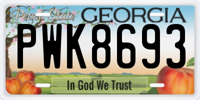 GA license plate PWK8693