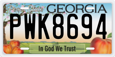 GA license plate PWK8694
