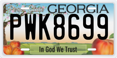 GA license plate PWK8699