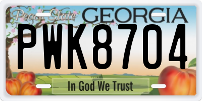 GA license plate PWK8704