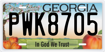 GA license plate PWK8705