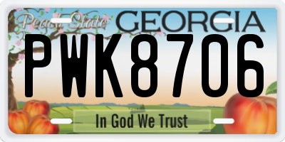 GA license plate PWK8706