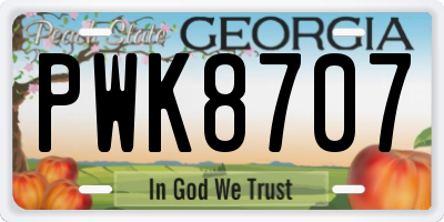 GA license plate PWK8707