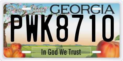 GA license plate PWK8710