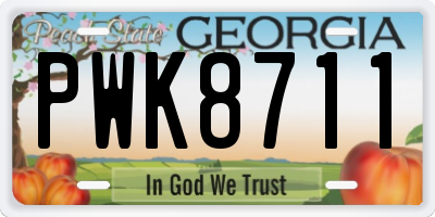 GA license plate PWK8711