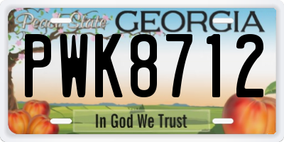 GA license plate PWK8712