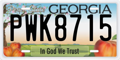GA license plate PWK8715