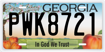 GA license plate PWK8721