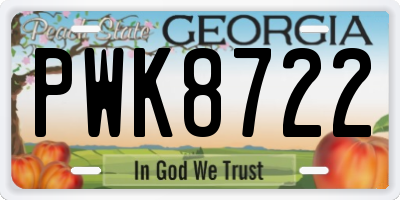 GA license plate PWK8722