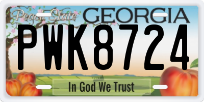 GA license plate PWK8724