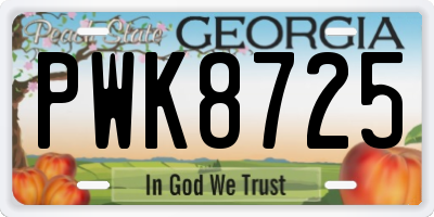 GA license plate PWK8725