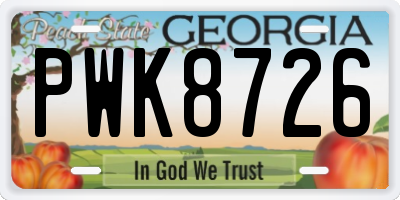 GA license plate PWK8726