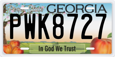 GA license plate PWK8727