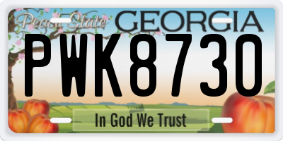 GA license plate PWK8730