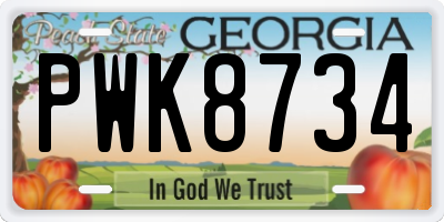 GA license plate PWK8734