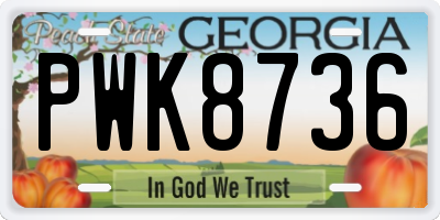 GA license plate PWK8736