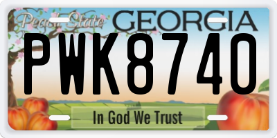 GA license plate PWK8740
