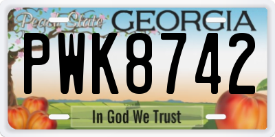 GA license plate PWK8742