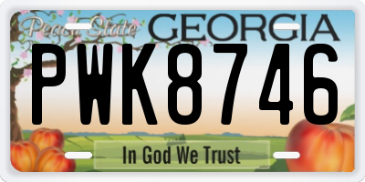 GA license plate PWK8746