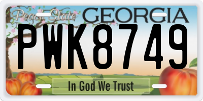 GA license plate PWK8749