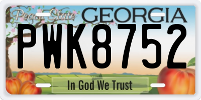 GA license plate PWK8752
