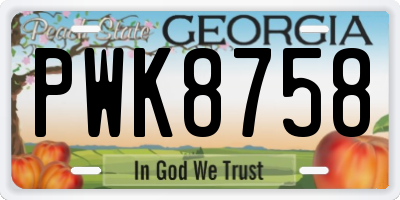 GA license plate PWK8758