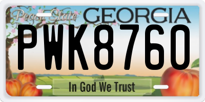 GA license plate PWK8760