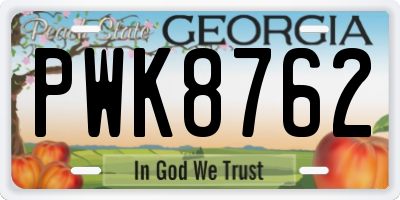 GA license plate PWK8762