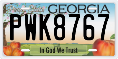 GA license plate PWK8767