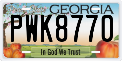 GA license plate PWK8770