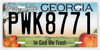 GA license plate PWK8771