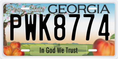 GA license plate PWK8774
