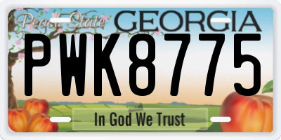 GA license plate PWK8775
