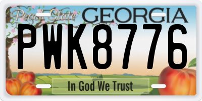 GA license plate PWK8776