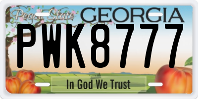 GA license plate PWK8777