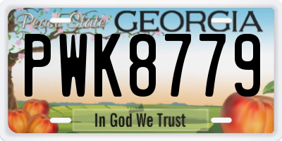 GA license plate PWK8779
