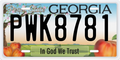 GA license plate PWK8781