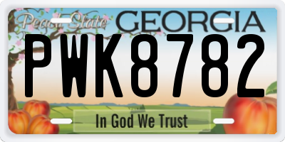 GA license plate PWK8782