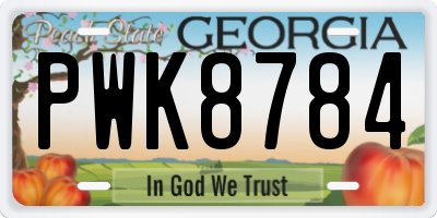 GA license plate PWK8784