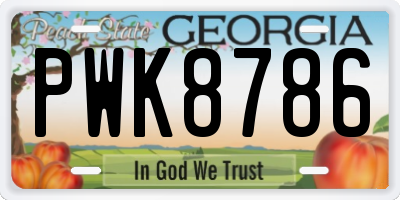 GA license plate PWK8786