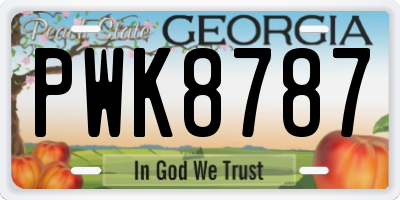 GA license plate PWK8787