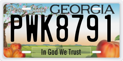 GA license plate PWK8791