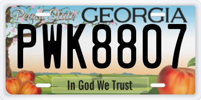 GA license plate PWK8807