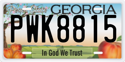 GA license plate PWK8815