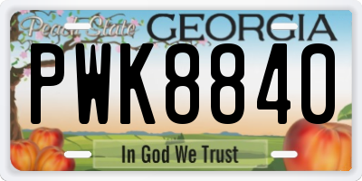 GA license plate PWK8840
