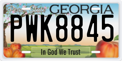 GA license plate PWK8845