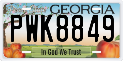 GA license plate PWK8849