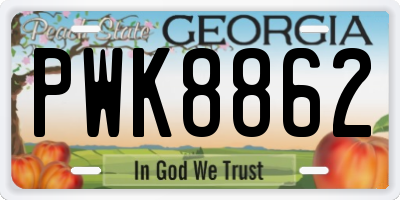 GA license plate PWK8862