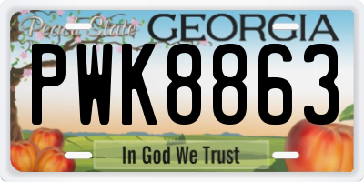 GA license plate PWK8863